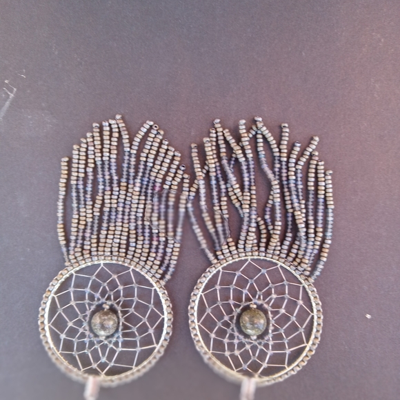 Handmade beaded Dream catcher earrings - Picture 5 of 12